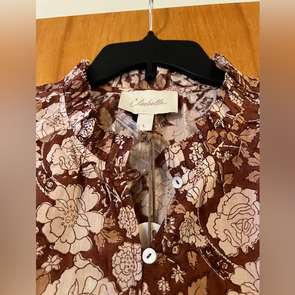 CLEOBELLA Nasir Button Up Shirt Floral Top Organic Cotton Blouse NWT Large - Picture 9 of 14